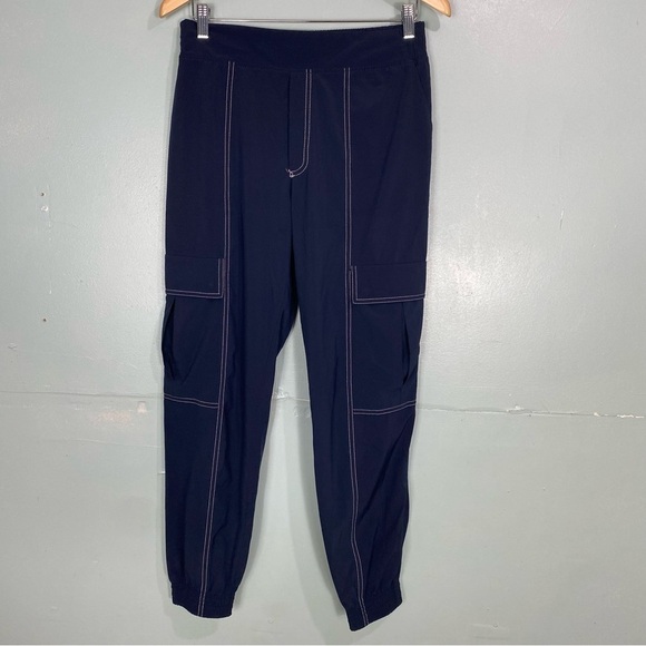 Athleta Chelsea Utility Jogger Blue Contrast Stitching Sz 4 530630 Cargo‎ - Picture 2 of 8